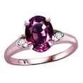 thumbnail image 1 of Star K� Oval 9x7 Genuine Rhodolite Three 3 Stone Heart Engagement Promise Wedding Ring, 1 of 8