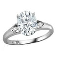 thumbnail image 1 of Star K� Oval 9x7 Genuine White Topaz Three 3 Stone Heart Engagement Promise Wedding Ring, 1 of 8