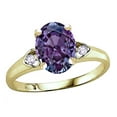 thumbnail image 1 of Star K� Oval 9x7 Simulated Alexandrite Three 3 Stone Heart Engagement Promise Wedding Ring, 1 of 8