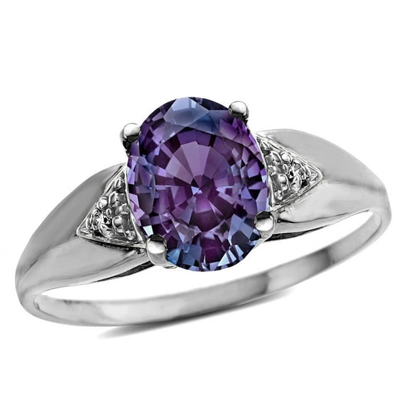 Star K � Oval 9x7 Simulated Alexandrite trillion miracle setting wide band Ring