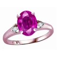 thumbnail image 1 of Star K� Oval 9x7 Simulated Pink Tourmaline Three 3 Stone Heart Engagement Promise Wedding Ring, 1 of 8