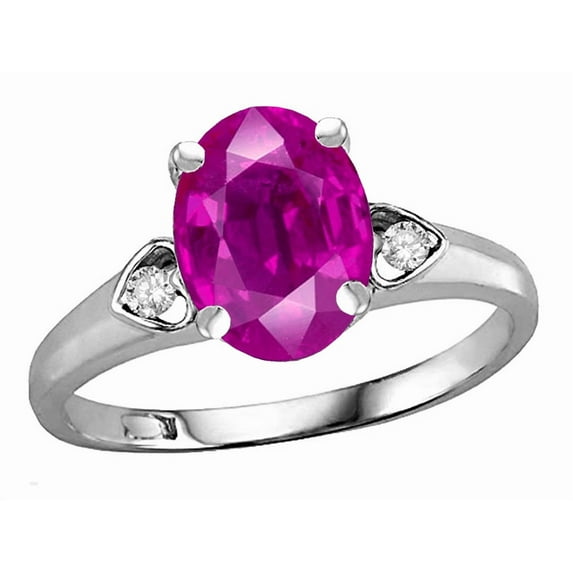 Star K� Oval 9x7 Simulated Pink Tourmaline Three 3 Stone Heart Engagement Promise Wedding Ring