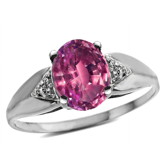 Star K � Oval 9x7 Simulated Pink Tourmaline trillion miracle setting wide band Ring
