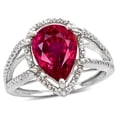thumbnail image 1 of Star K � Pear Shape 11x8mm Created Ruby Halo Split Shank Big Stone Ring, 1 of 9