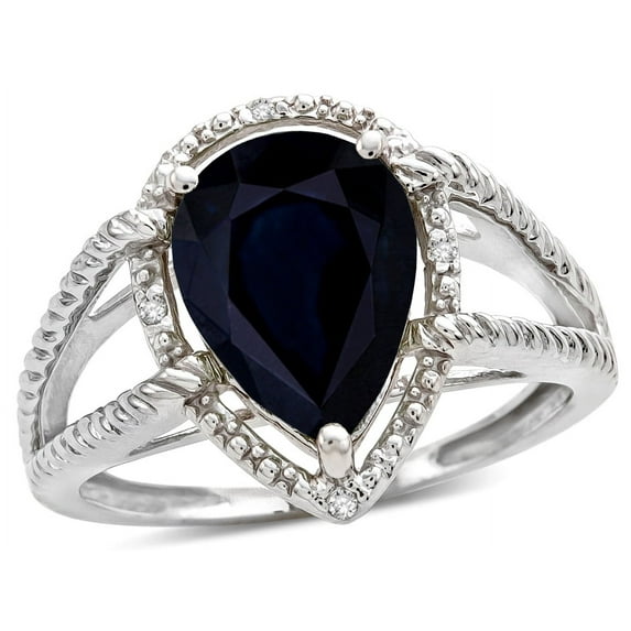 Star K � Pear Shape 11x8mm Genuine Black Sapphire Halo Split Shank Big Stone Ring