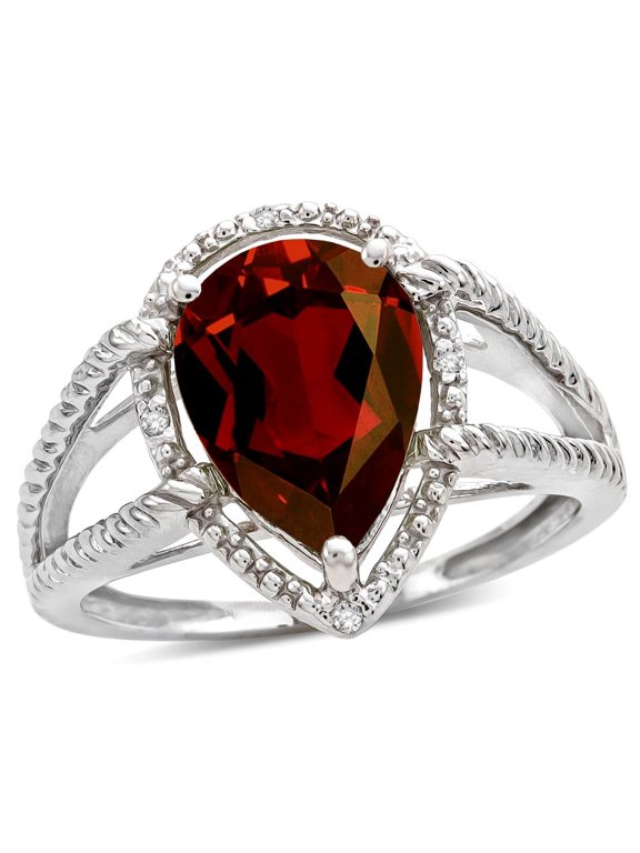 Pear Shape 11x8mm Genuine Garnet Halo Split Shank Big Stone Ring