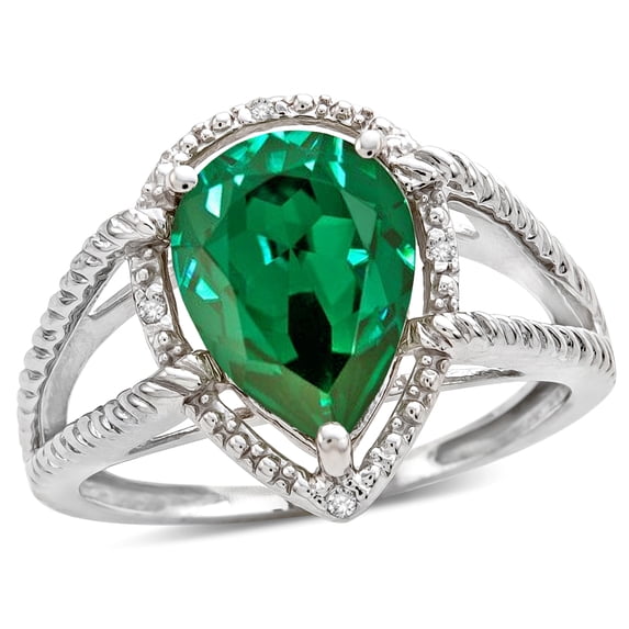 Star K � Pear Shape 11x8mm Simulated Emerald Halo Split Shank Big Stone Ring