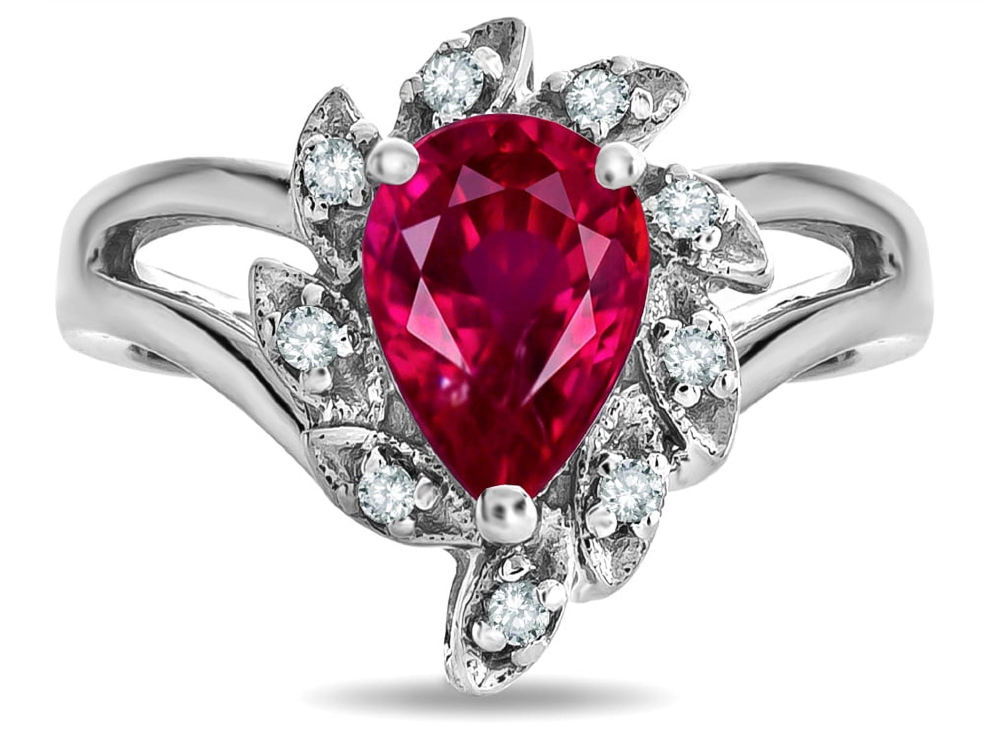 Star K Pear Shape 8x6 Created Ruby Halo Split Shank Ring - Walmart.com
