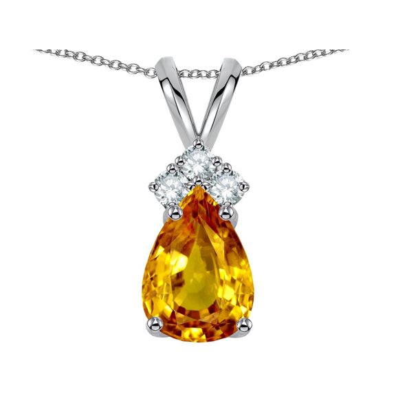 Star K� Pear Shape 8x6mm Genuine Citrine Rabbit Ear Pendant Necklace