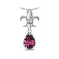 thumbnail image 1 of Star K � Pear Shape 8x6mm Genuine Rhodolite Fleur De Lis Pendant Necklace 10k White Gold, 1 of 9