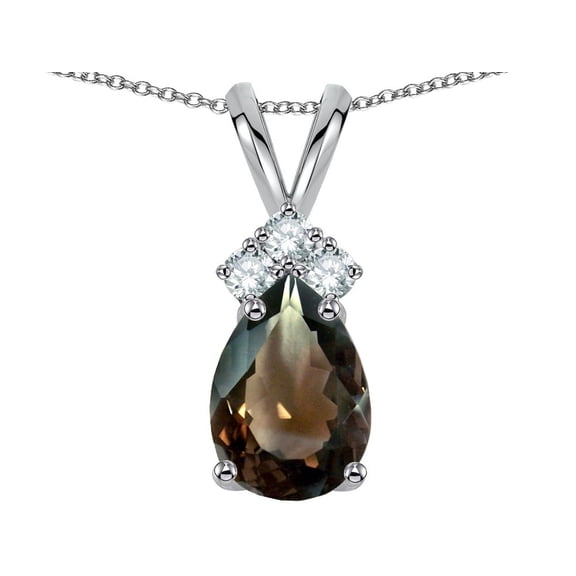 Star K� Pear Shape 8x6mm Genuine Smoky Quartz Rabbit Ear Pendant Necklace