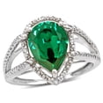 thumbnail image 1 of Star K � Pear Shape Simulated Emerald Halo Split Shank Big Stone Ring, 1 of 9