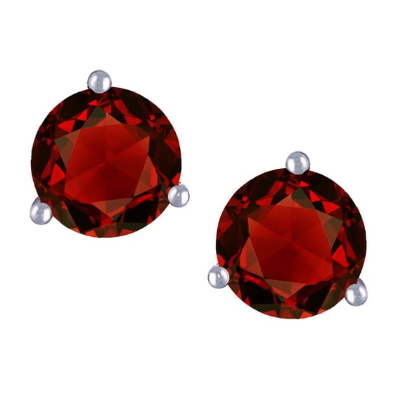 Star K� Round 6mm Genuine Garnet Three 3 prong Martini Screw back Stud earrings