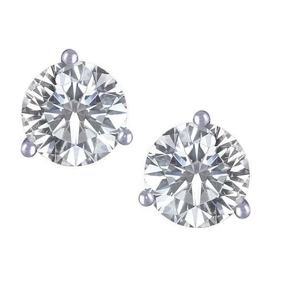 Star K� Round 6mm Genuine White Topaz Three 3 prong Martini Screw back Stud earrings