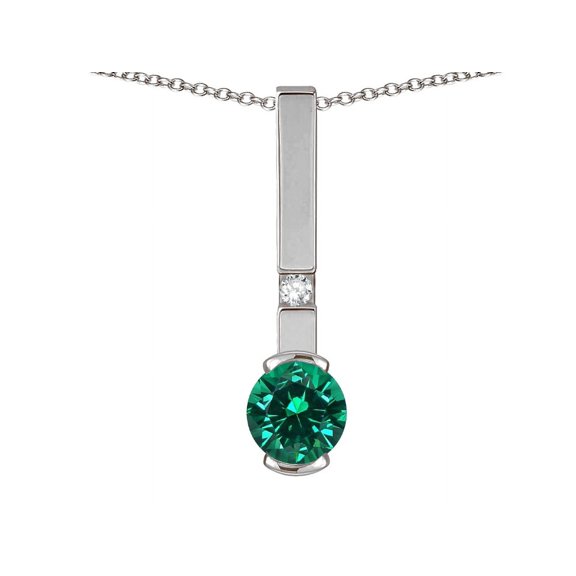 Star K � Round 6mm Simulated Emerald Bar Pendant Necklace