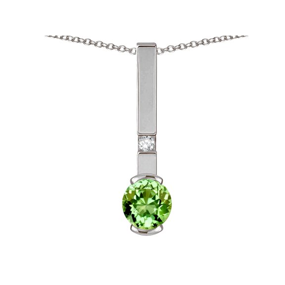 Star K � Round 6mm Simulated Green Tourmaline Bar Pendant Necklace