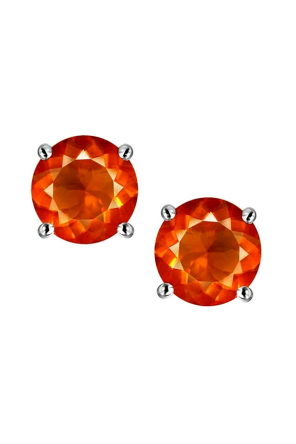 � Round 6mm Simulated Orange Mexican Fire Opal Classic Screw Back Stud Earrings