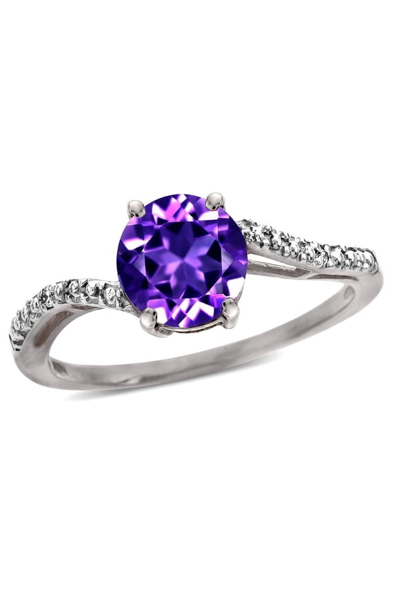 � Round 7mm Amethyst Bypass engagement promise solitaire ring