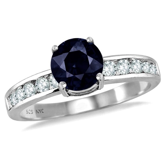 Star K� Round 7mm Black Sapphire Ring