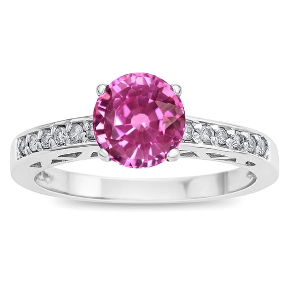 Star K � Round 7mm Created Pink Sapphire Channel Set Engagement Promise Ring