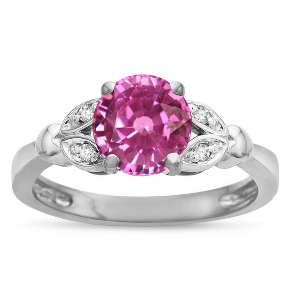 Star K � Round 7mm Created Pink Sapphire Marquee Design Promise Engagement Ring