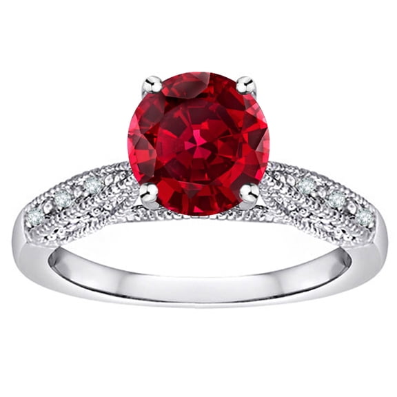 Star K� Round 7mm Created Ruby Antique Vintage Style Solitaire Engagement Promise Ring