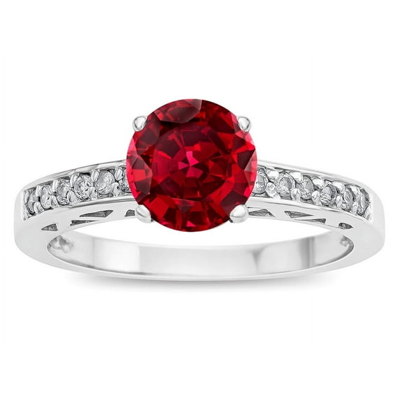 Star K � Round 7mm Created Ruby Channel Set Engagement Promise Ring