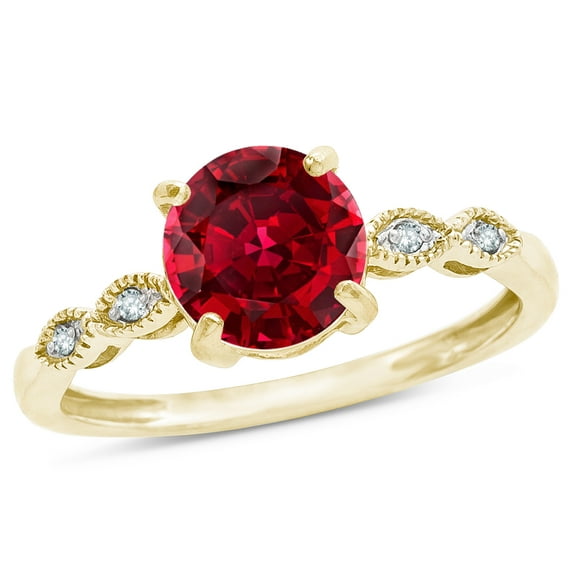 Star K� Round 7mm Created Ruby Vintage Antique Look Engagement Promise Ring