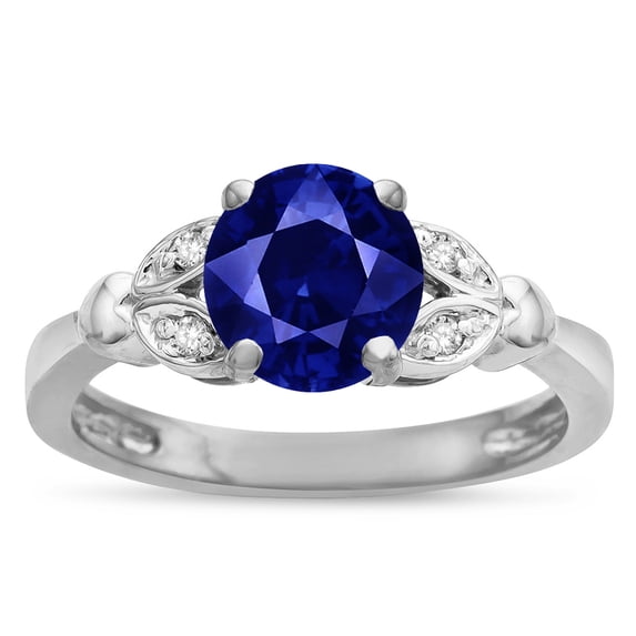 Star K � Round 7mm Created Sapphire Marquee Design Promise Engagement Ring