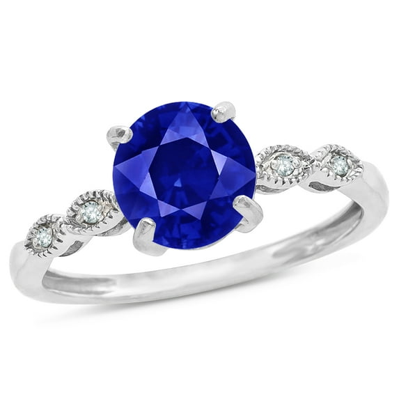 Star K� Round 7mm Created Sapphire Vintage Antique Look Engagement Promise Ring