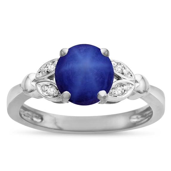 Star K � Round 7mm Created Star Sapphire Marquee Design Promise Engagement Ring