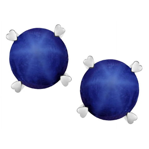 Star K� Round 7mm Created Star Sapphire Push Back Stud Earrings with Heart Prongs