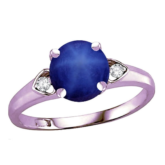 Star K� Round 7mm Created Star Sapphire Three 3 Stone Heart Engagement Promise Wedding Ring