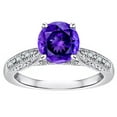 thumbnail image 1 of Star K� Round 7mm Genuine Amethyst Antique Vintage Style Solitaire Engagement Promise Ring, 1 of 9