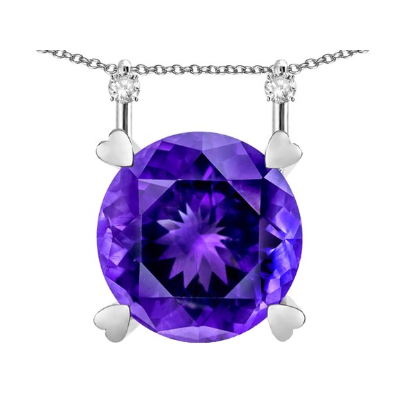 Star K� Round 7mm Genuine Amethyst Stackable Mothers Hearts Pendant