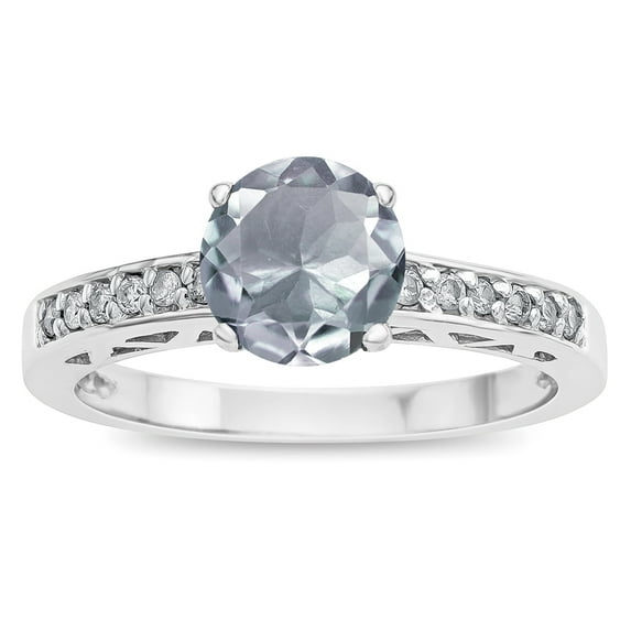 Star K � Round 7mm Genuine Aquamarine Channel Set Engagement Promise Ring