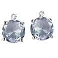 thumbnail image 1 of Star K� Round 7mm Genuine Aquamarine Stud Earrings with Accent Stone on Top, 1 of 9