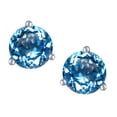 thumbnail image 1 of Star K� Round 7mm Genuine Blue Topaz Three 3 prong Martini Screw back Stud earrings, 1 of 9