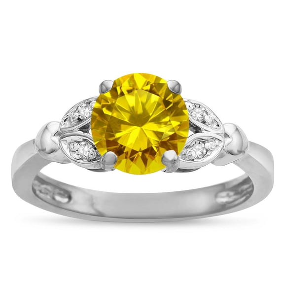 Star K � Round 7mm Genuine Citrine Marquee Design Promise Engagement Ring