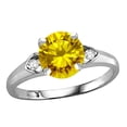 thumbnail image 1 of Star K� Round 7mm Genuine Citrine Three 3 Stone Heart Engagement Promise Wedding Ring, 1 of 8