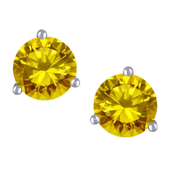 Star K� Round 7mm Genuine Citrine Three 3 prong Martini Screw back Stud earrings