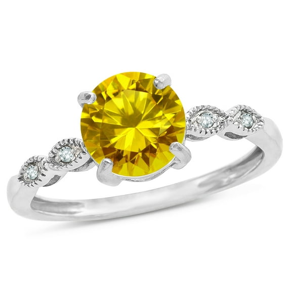 Star K� Round 7mm Genuine Citrine Vintage Antique Look Engagement Promise Ring