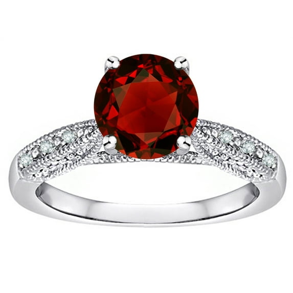 Star K� Round 7mm Genuine Garnet Antique Vintage Style Solitaire Engagement Promise Ring