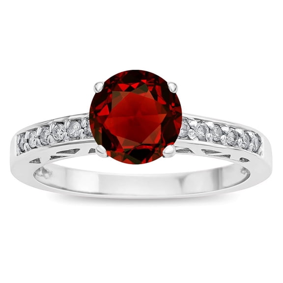 Star K � Round 7mm Genuine Garnet Channel Set Engagement Promise Ring