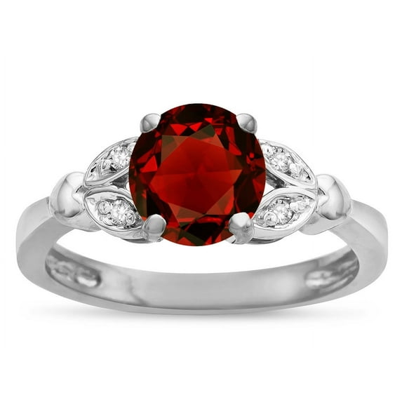 Star K � Round 7mm Genuine Garnet Marquee Design Promise Engagement Ring