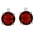 thumbnail image 1 of Star K� Round 7mm Genuine Garnet Screw Back Stud Earrings with Accent Stone on Top, 1 of 9