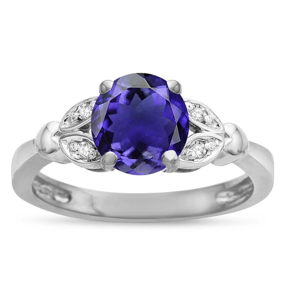 Star K � Round 7mm Genuine Iolite Marquee Design Promise Engagement Ring
