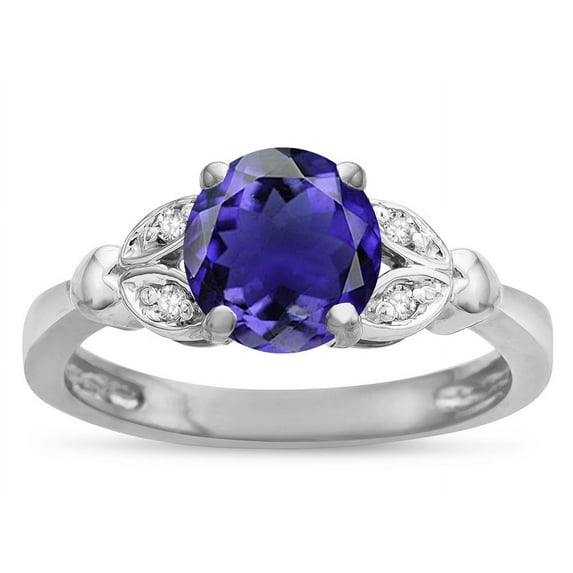 Star K � Round 7mm Genuine Iolite Marquee Design Promise Engagement Ring