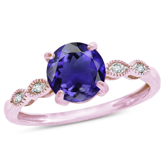 Star K� Round 7mm Genuine Iolite Vintage Antique Look Engagement Promise Ring