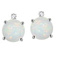 thumbnail image 1 of Star K� Round 7mm Genuine Opal Stud Earrings with Accent Stone on Top, 1 of 9